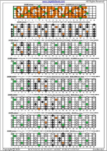 CAGED octaves C pentatonic major scale 313131 sweep patterns : entire fretboard notes